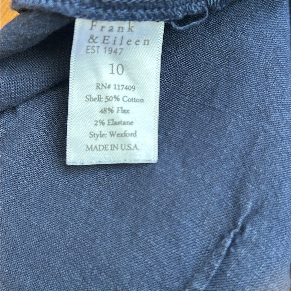 Frank & Eileen- Wexford Summer Navy Wide-Leg Linen/cotton Trousers - Picture 8 of 10